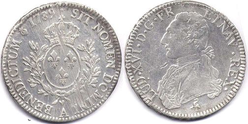 монета Франция 1 экю 1789