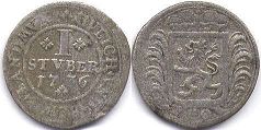 монета Юлих-Берг 1 стюбер 1736