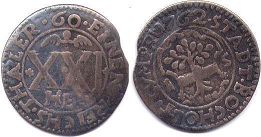 монета Бохольт 21 геллер 1762
