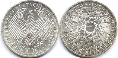 монета ФРГ 10 марок 1989