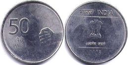 монета Индия 50 пайсов 2008