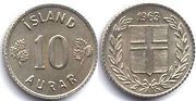 монета Исландия 10 аурар 1963