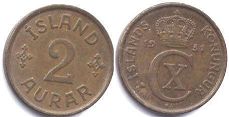монета Исландия 2 аурар 1931