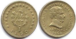 монета Уругвай 1 песо 1965