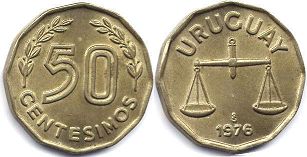 монета Уругвай 50 сентесимо 1976