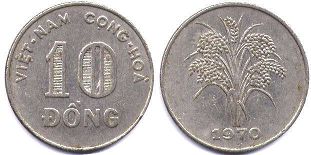 монета Южный Вьетнам 10 донг 1970