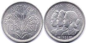 монета Южный Вьетнам 10 ксу 1953