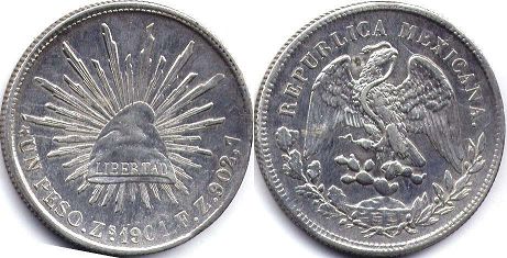 монета Мексика 1 песо 1901