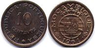 монета Мозамбик 10 сентаво 1961
