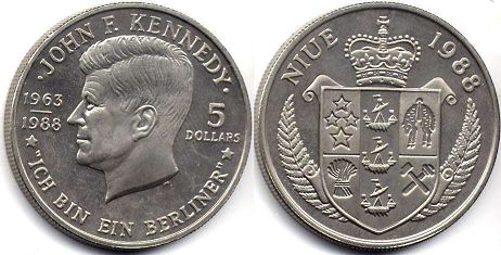 монета Ниуэ 5 долларов 1988