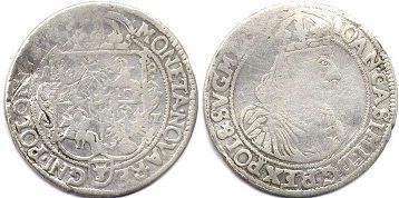 монета Польша орт 1653