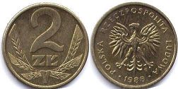 монета Польша 2 злотых 1988