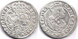 монета Польша шостак 1665