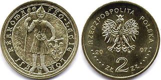 монета Польша 2 злотых 2007