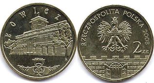 монета Польша 2 злотых 2008