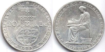 монета Португалия 20 эскудо 1953