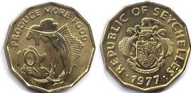 монета Сейшельские Острова 10 центов 1977