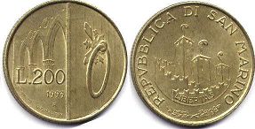 монета Сан-Марино 200 лир 1993