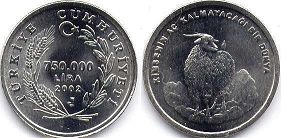 монета Турция 750000 лир 2002