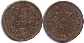 монета Уругвай 5 сентесимо 1948