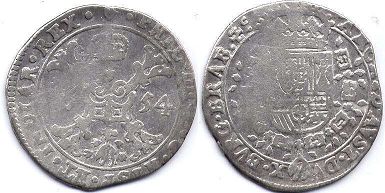 монета Испанские Нидерланды 1/4 патагона 1654