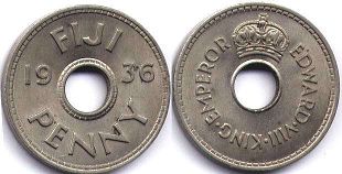 монета Фиджи 1 пенни 1936