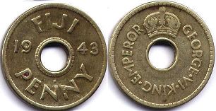 монета Фиджи 1 пенни 1943