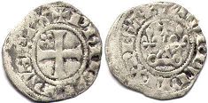 монета Франция двойной денье 1295-1303
