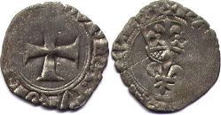 монета Франция двойной денье 1421