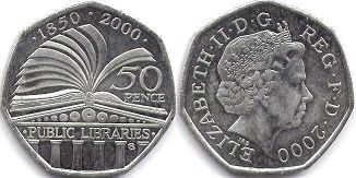 монета Великобритания 50 пенсов 2000