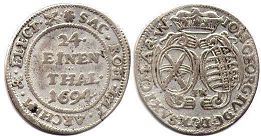 монета Саксония 1/24 талера 1693