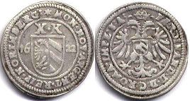 монета Нюрнберг 10 крейцеров 1622