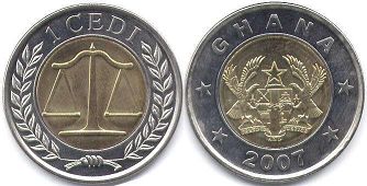 монета Гана 1 седи 2007
