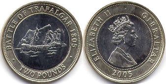 монета Гибралтар 2 фунта 2005
