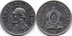 монета Гондурас 50 сентаво 1991
