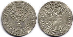 монета Данциг (Гданьск) 1 грош 1535