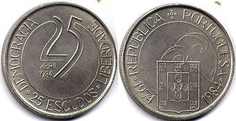 монета Португалия 25 эскудо 1984