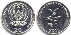 монета Руанда 20 франков 2003