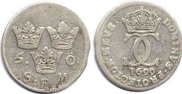 монета Швеция 5 эре 1699