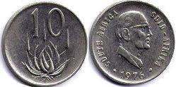 монета ЮАР 10 центов 1976