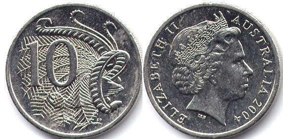 Австралия монета 10 центов 2004 Elizabeth II