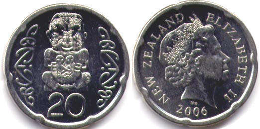 монета Новая Зеландия 20 центов 2006