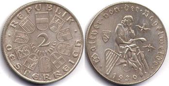 монета Австрия 2 шиллинга 1930
