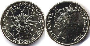 монета Австралия 1 доллар 2009