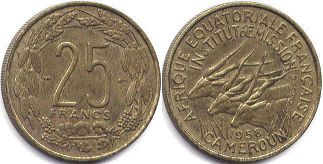 монета Камерун 25 франков 1958
