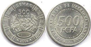 монета Центральноафриканские Государства 500 франков КФА 2006