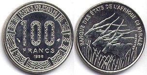 монета Центральноафриканские Государства 100 франков КФА 1998