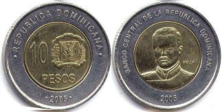 монета Доминиканская Республика 10 песо 2005