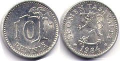 монета Финляндия 10 пенни 1984