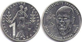 монета Франция 1 франк 1996